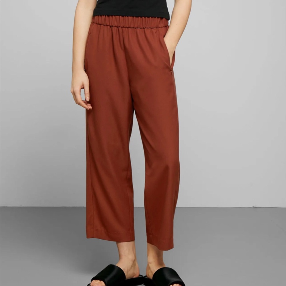Weekday rust brown trousers pockets